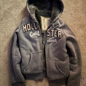 Hollister fur lined hoodie jacket